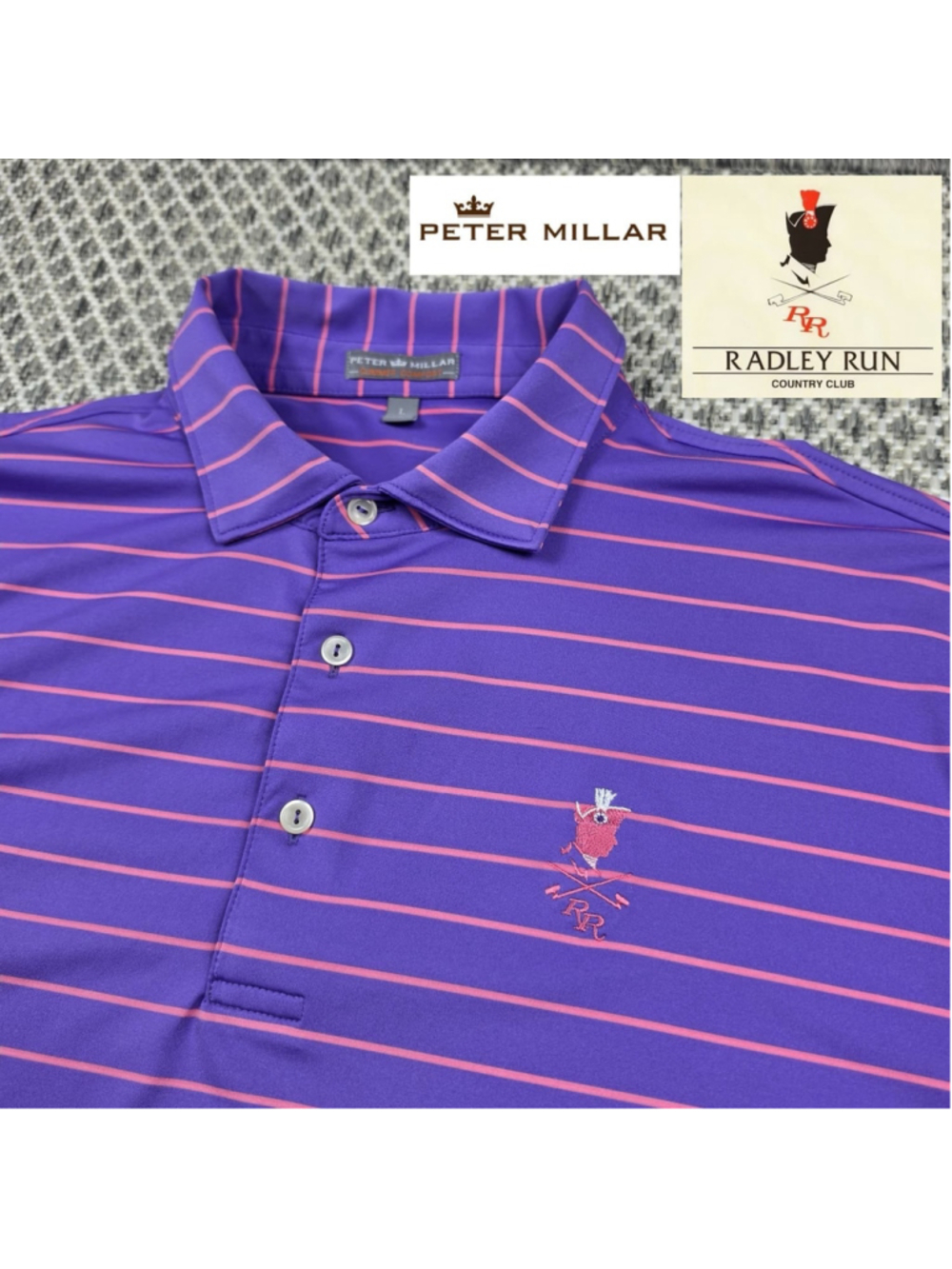 Peter Millar Summer Comfort Polo Radley Run Country Club Large Purple